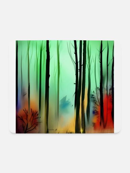 Herbst-Aquarellwald - Mousepad (Querformat) - Weiß