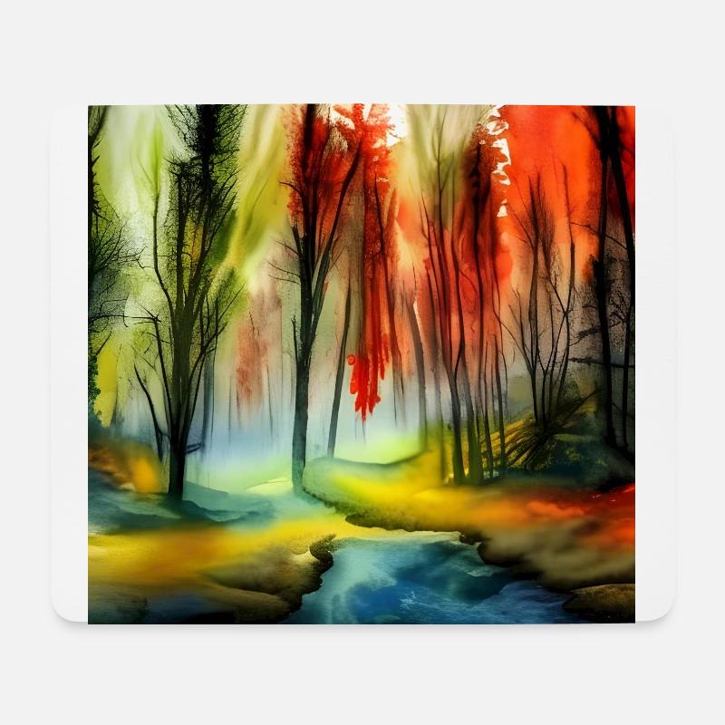 Waldquell-Aquarell - Mousepad (Querformat) - Weiß