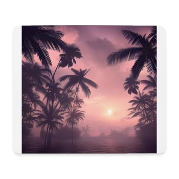 Abend zwischen Palmen - Mousepad (Querformat) - Weiß - Vorne