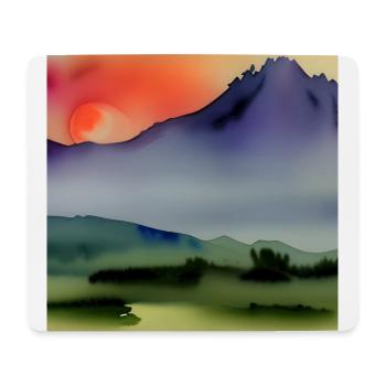 Watercolor mountain art - Mouse Pad (horizontal) - white - Front