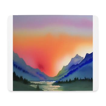 Mountain watercolor lake - Mouse Pad (horizontal) - white - Front