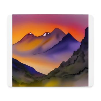 Berge Aquarell Natur - Mousepad (Querformat) - Weiß - Vorne