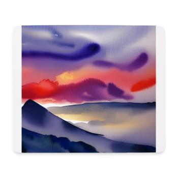Berge Aquarellfarbe - Mousepad (Querformat) - Weiß - Vorne