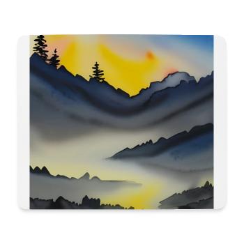 Superbe paysage de montagnes aquarelles - Tapis de souris (format paysage) - blanc - Devant