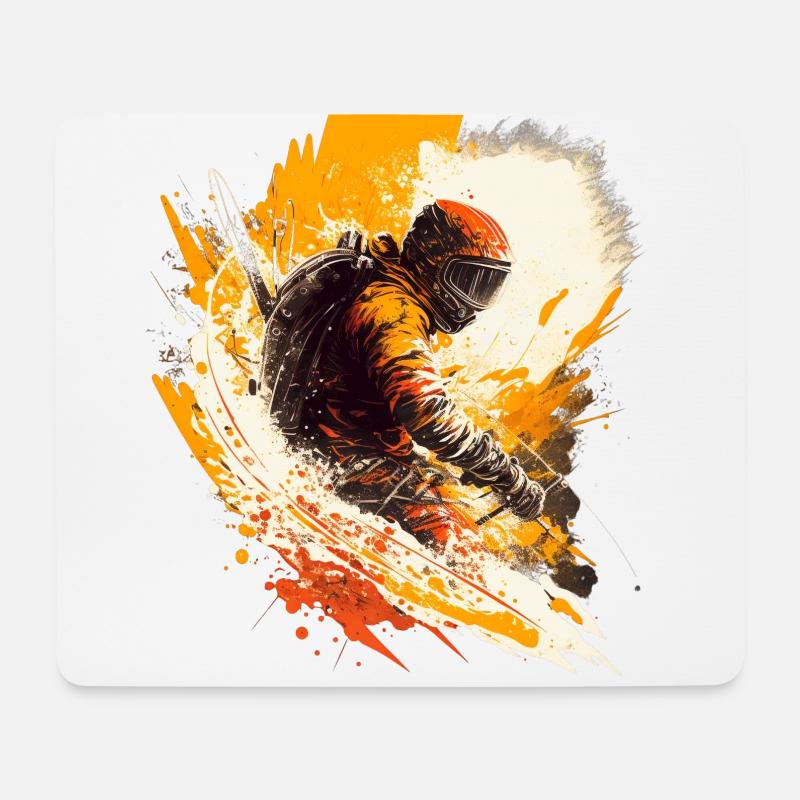 Berg-Abenteurer: Skifahrer, Action und Adrenalin! - Mousepad (Querformat) - Weiß