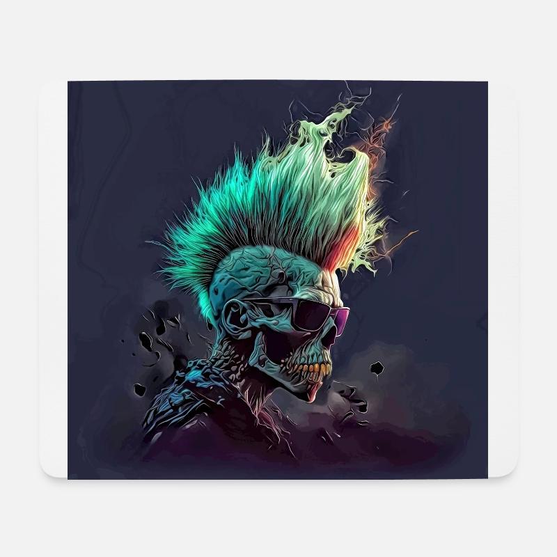 Dark Horror Punk Zombie Skull - Mousepad (Querformat) - Weiß