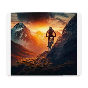 Cyclistes VTT au coucher du soleil en descente - Tapis de souris (format paysage) - blanc - Devant