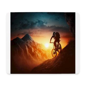 Downhill Grafik Sonnenuntergang Tal abfahrt - Mousepad (Querformat) - Weiß - Vorne