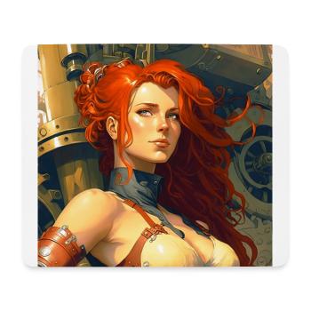 Red hair super anime Girl - Mouse Pad (horizontal) - white - Front