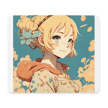Cute blond anime girl - Mouse Pad (horizontal) - white - Front