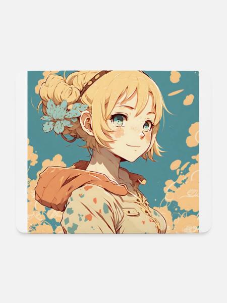 Cute blond anime girl - Mouse Pad (horizontal) - white