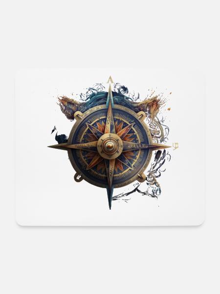 Gardez le cap : boussole nautique pour la navigation - Tapis de souris (format paysage) - blanc