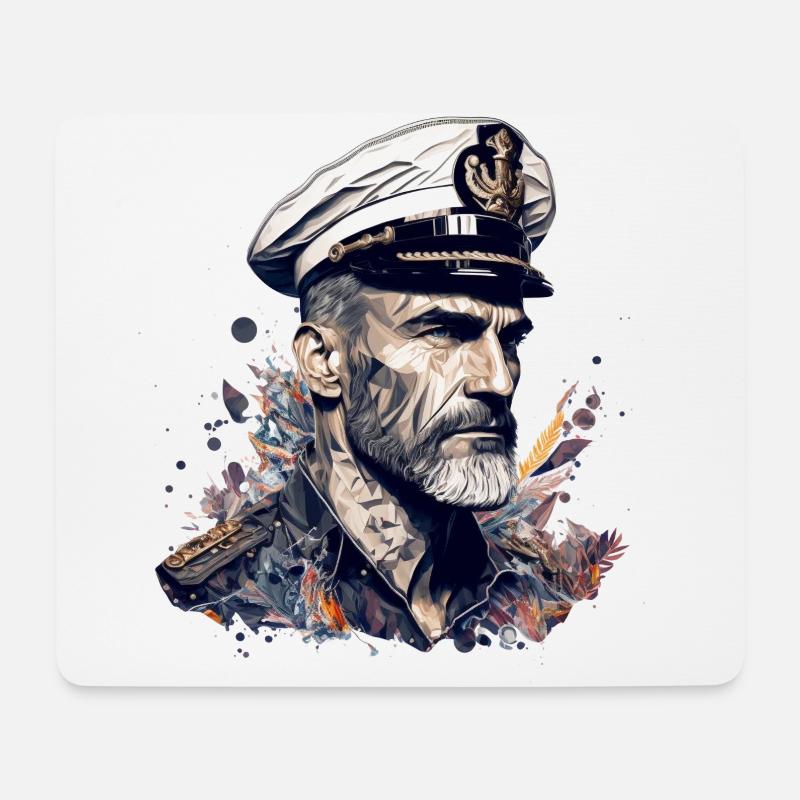 Der Kapitän und sein Segelschiff, Seemann - Mousepad (Querformat) - Weiß