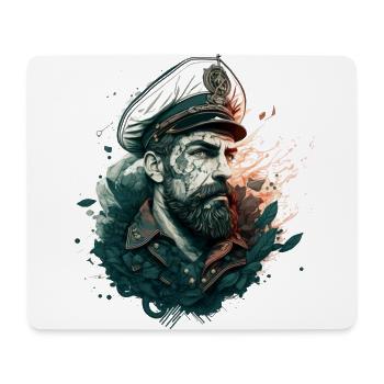 Le capitaine et son voilier, marin - Tapis de souris (format paysage) - blanc - Devant