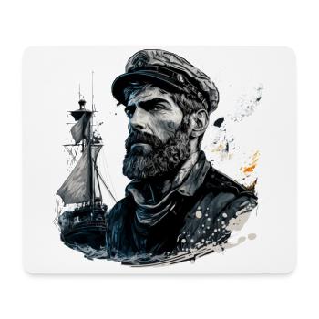 Le capitaine et son voilier, marin - Tapis de souris (format paysage) - blanc - Devant