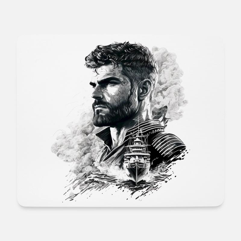 Abenteuer auf hoher See, Seemann Segelschiff - Mousepad (Querformat) - Weiß