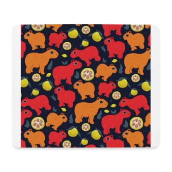 Capybara with Yuzu at night - Mouse Pad (horizontal) - white - Front