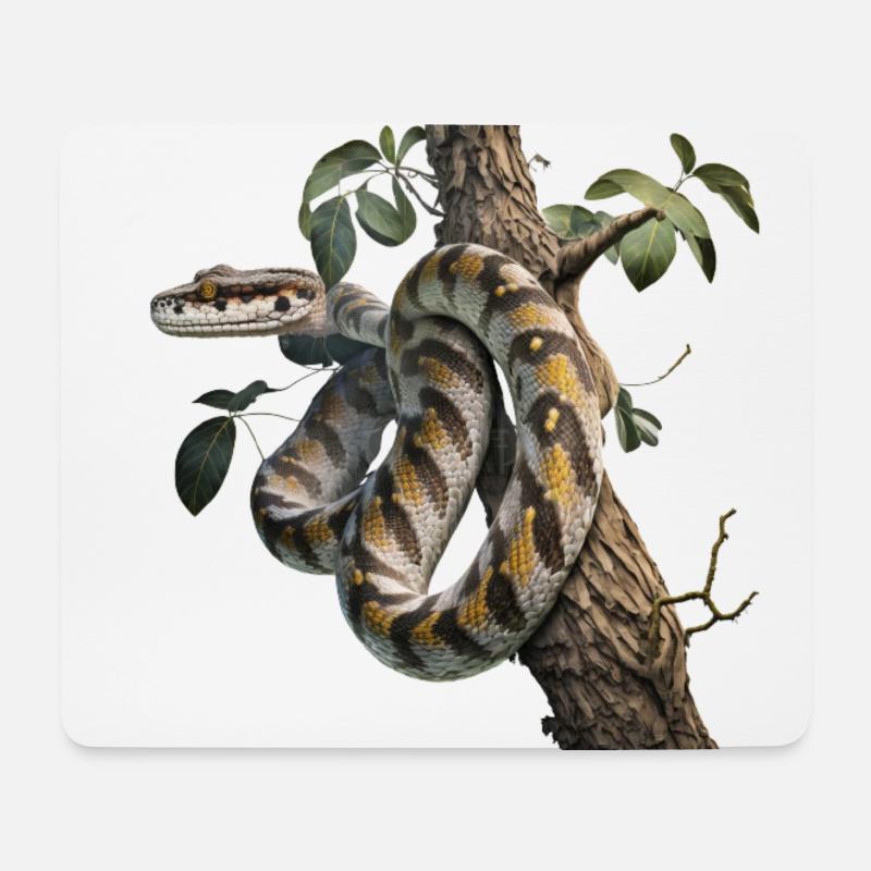 Python im Baum: Ein majestätisches Tier - Mousepad (Querformat) - Weiß