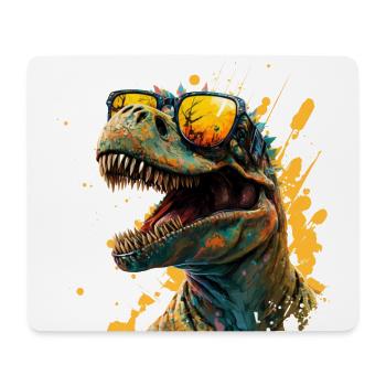 cooler Dinosaurier mit Sonnenbrille - Mousepad (Querformat) - Weiß - Vorne