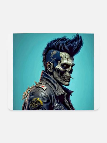 Rock'n'Roll Horror Punk Zombie Skull - Mousepad (Querformat) - Weiß