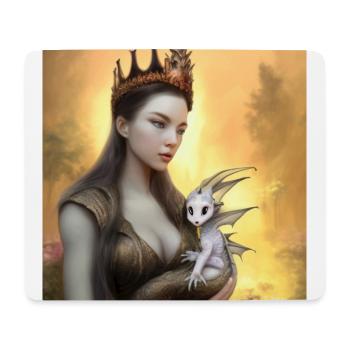 Weißer Drache und Königin - Mousepad (Querformat) - Weiß - Vorne