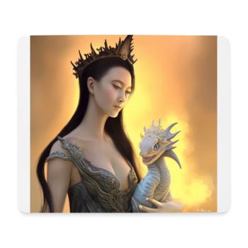 Drache und asiatische Königin - Mousepad (Querformat) - Weiß - Vorne