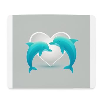 2 Liebende Delfine - Mousepad (Querformat) - Weiß - Vorne