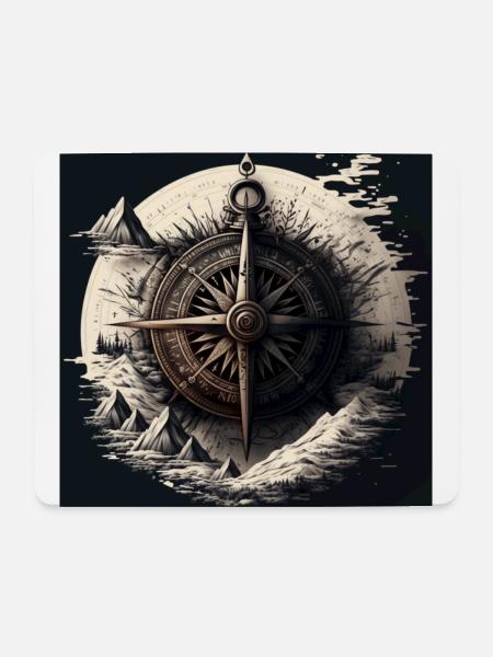 kunstvoller Segler-Kompass auf hoher See - Mousepad (Querformat) - Weiß
