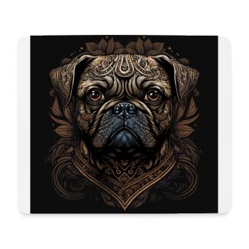 Kleiner Mops mit Ornamenten - Mousepad (Querformat) - Weiß - Vorne