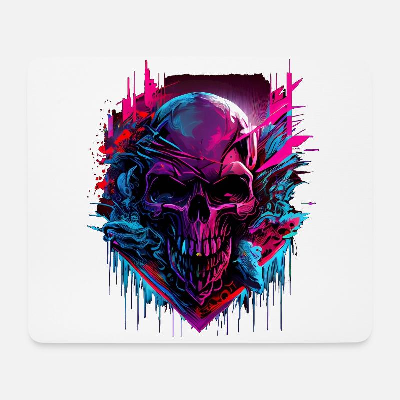 Skull Colorful Cloud - Mousepad (Querformat) - Weiß
