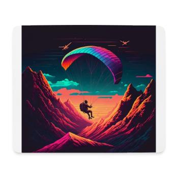 Vaporwave style, paragliding in nature - Mouse Pad (horizontal) - white - Front