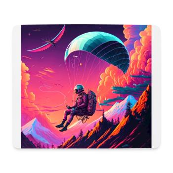 Paraglider im Synthwave Stil - Mousepad (Querformat) - Weiß - Vorne