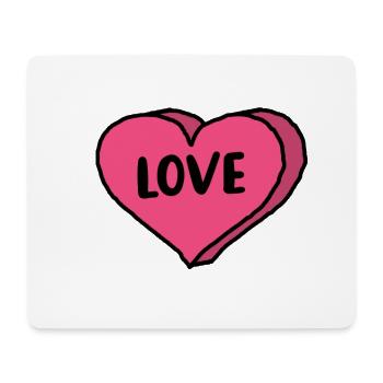 Love Herz rosa - Mousepad (Querformat) - Weiß - Vorne