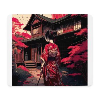 Japanese Geisha with Katana - Mouse Pad (horizontal) - white - Front