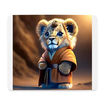 Bébé lion fantaisie en robe ocre - Tapis de souris (format paysage) - blanc - Devant