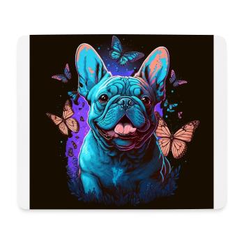 Français Bulldog aux papillons - Tapis de souris (format paysage) - blanc - Devant
