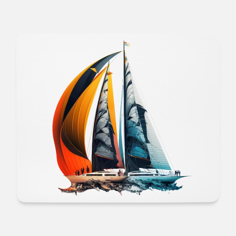 Segelschiffe bei einer Regatta - Mousepad (Querformat) - Weiß