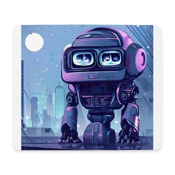 Purple robots in the moonlight - Mouse Pad (horizontal) - white - Front