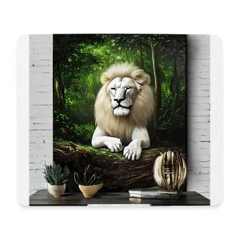 White, majestic lion - Mouse Pad (horizontal) - white - Front