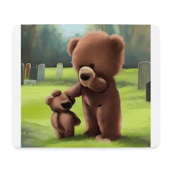 Triste famille en peluche dans un cimetière - Tapis de souris (format paysage) - blanc - Devant