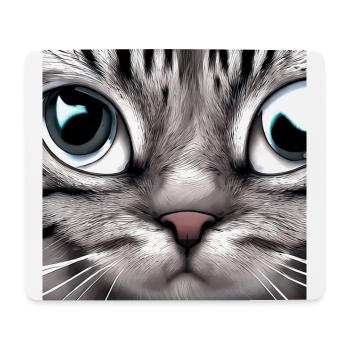 Katze mit großen, süßen Augen - Mousepad (Querformat) - Weiß - Vorne