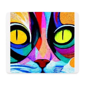 Bunte Katze Nahaufnahme, abstrakt - Mousepad (Querformat) - Weiß - Vorne