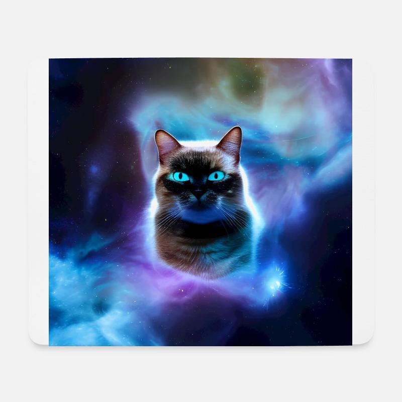 Katze im Weltraum - Mousepad (Querformat) - Weiß