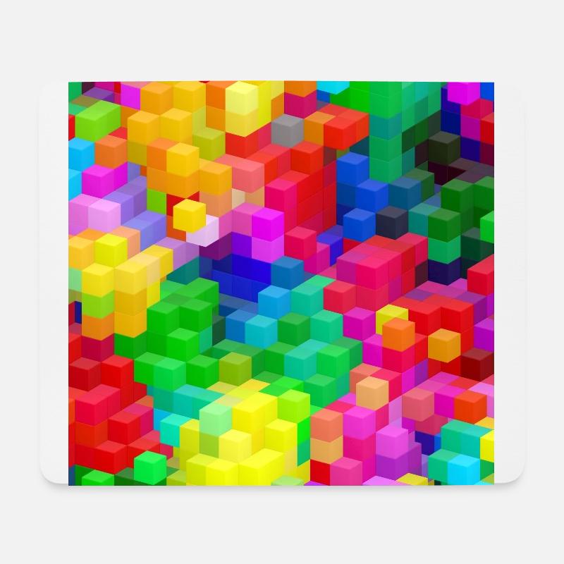 Colorful blocks (cuboids, patterns) - Mouse Pad (horizontal) - white