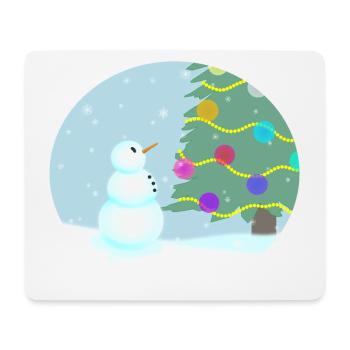 Snowman admires Christmas tree - Mouse Pad (horizontal) - white - Front