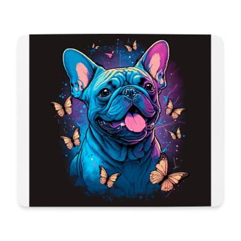 Bouledogue français avec des papillons - Tapis de souris (format paysage) - blanc - Devant