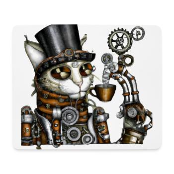 Steampunk Cat - Mouse Pad (horizontal) - white - Front