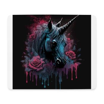Rose et Licorne - Tapis de souris (format paysage) - blanc - Devant