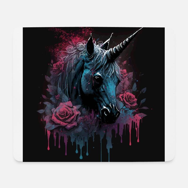 Rose und Einhorn - Mousepad (Querformat) - Weiß