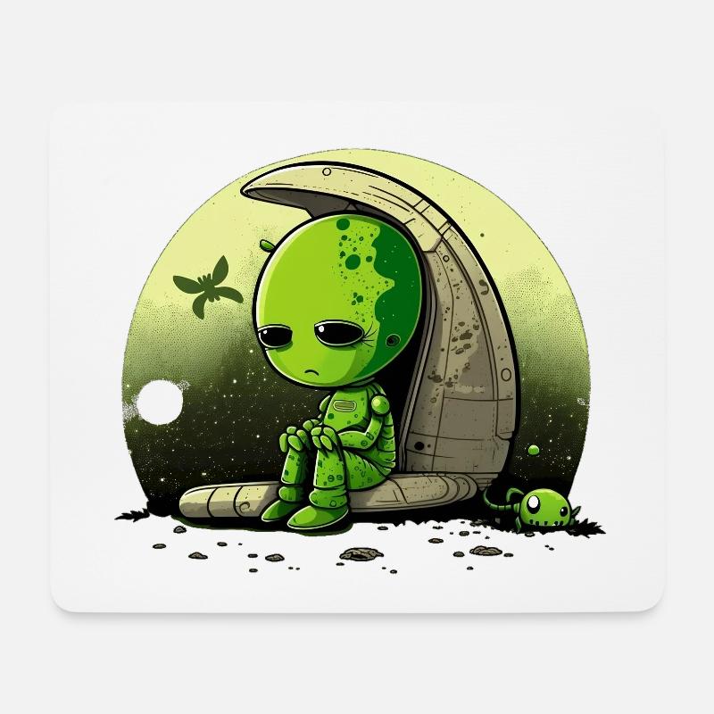 Trauriger Alien - Mousepad (Querformat) - Weiß